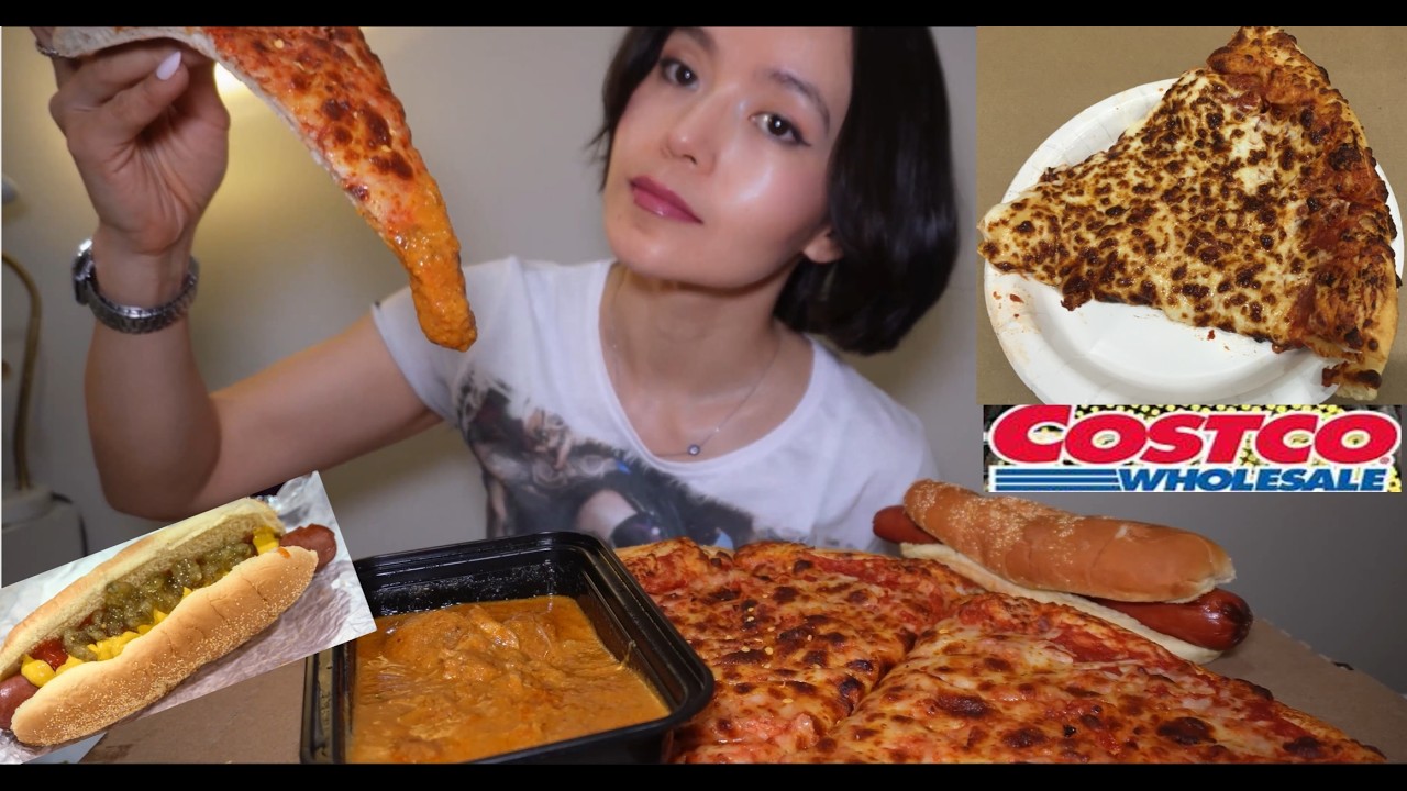 Costco Pizza & Hot Dogs with Butter Chicken! 😋#mukbang