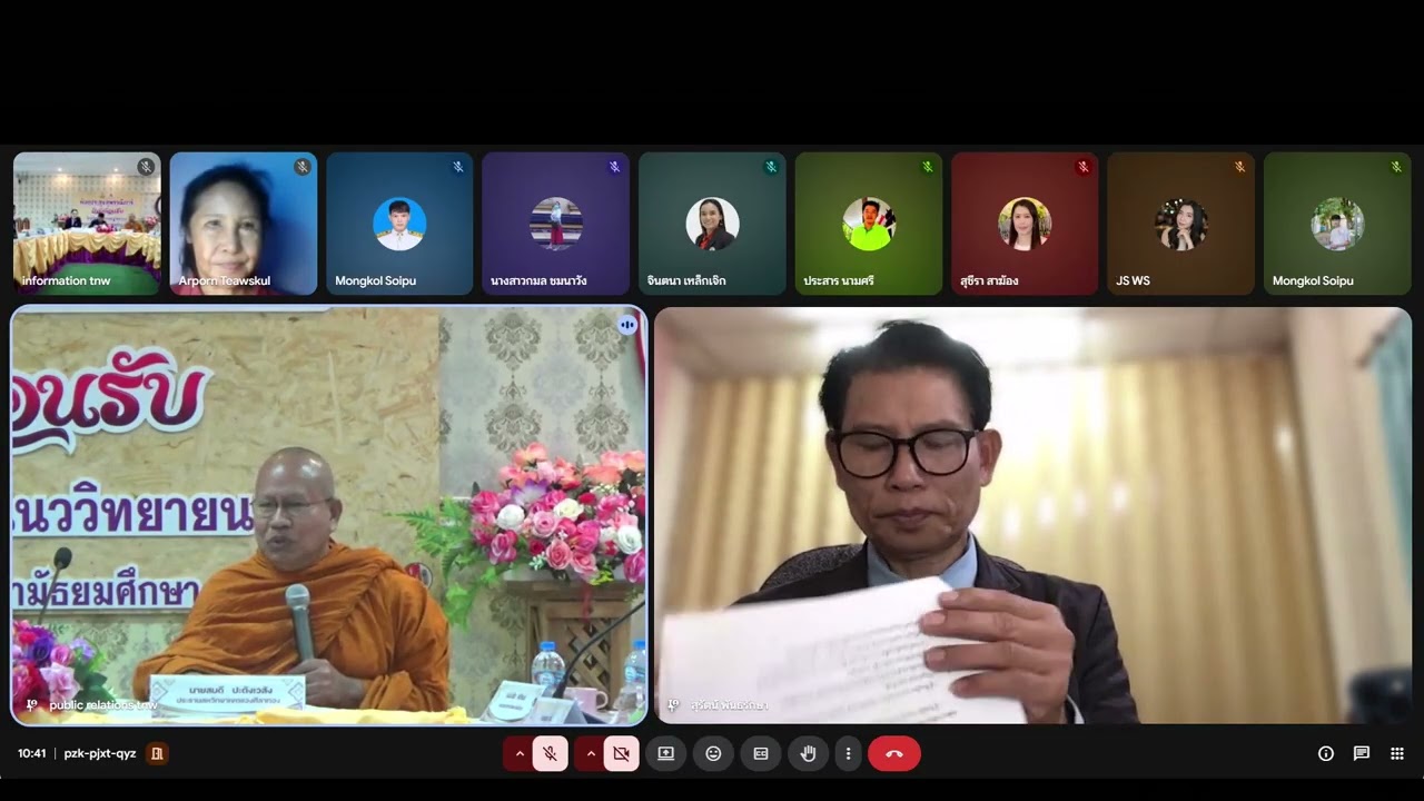 พระครูสถิตธรรมวรคุณ เจ้าอาวาสวัดทรงศิลา ให้ข้อมูล สมศ รอบที่ 5 โรงเรียนท่านางแนววิทยายน