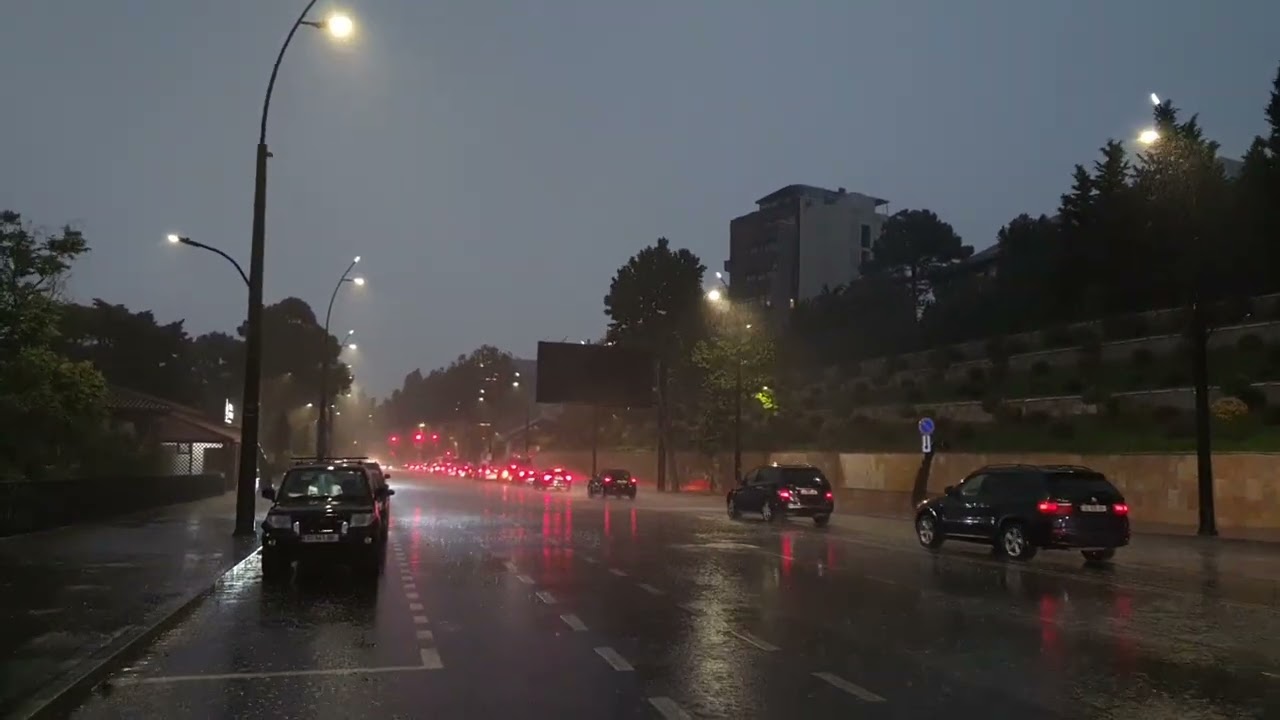 Walking beautiful streets of Tbilisi Georgia before, during and after the rain