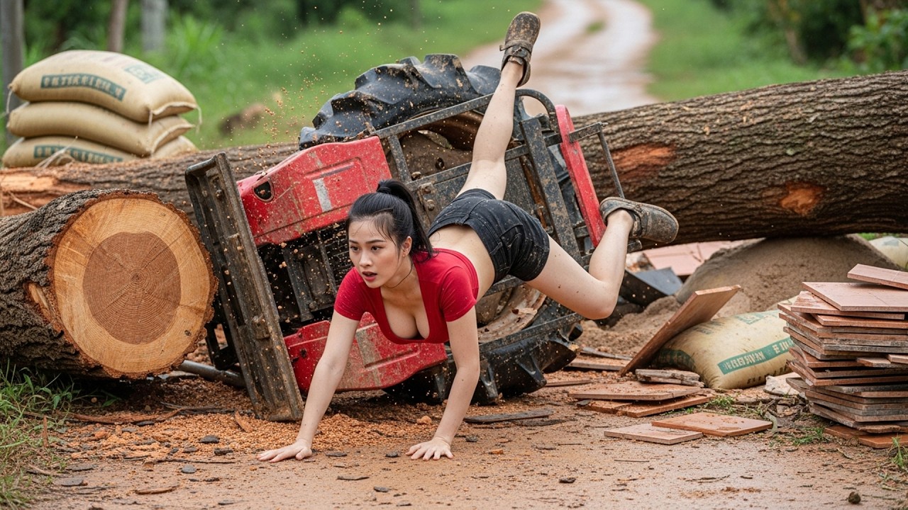 I Wish I Saw This! Girl Transports Heavy Construction Materials to Help Build a New Motorcycle Shop!
