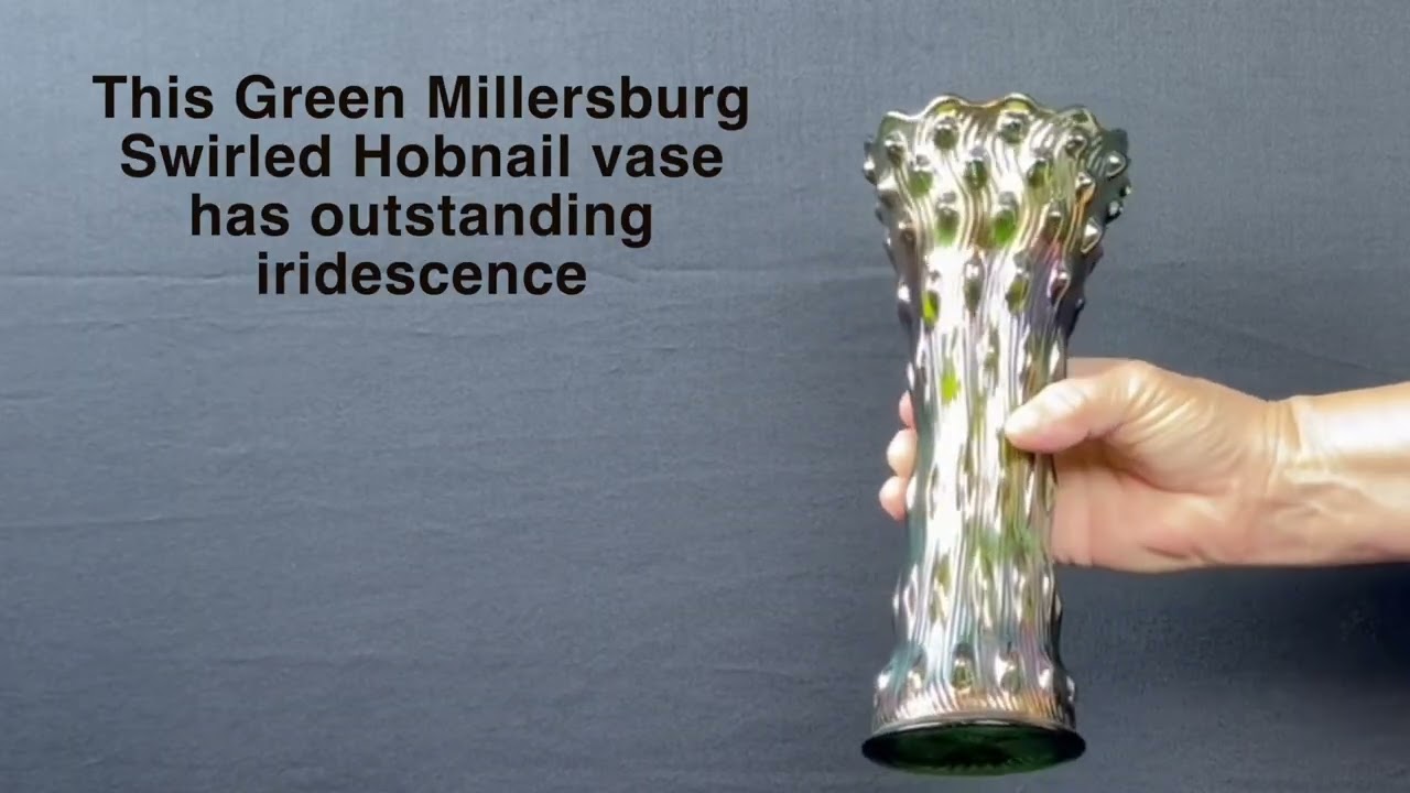 Millersburg Swirled Hobnail 9 1/4" vase Green 