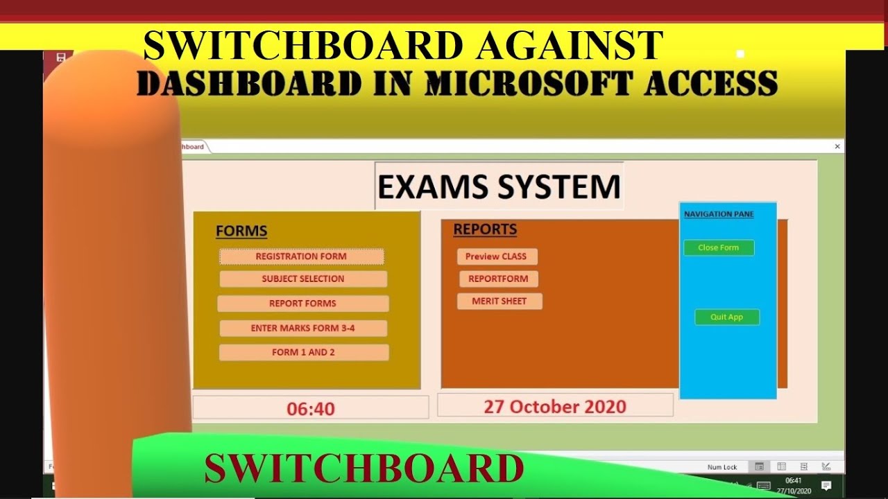 Dashboard | Microsoft Access Project how to create a DASHBOARD/SWITCHBOARD