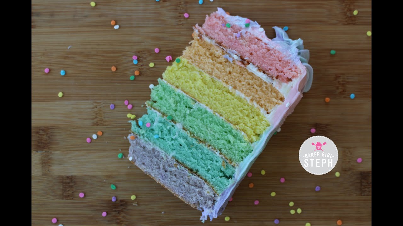 PASTEL RAINBOW CAKE WITH OMBRE FROSTING || Rainbow Cake