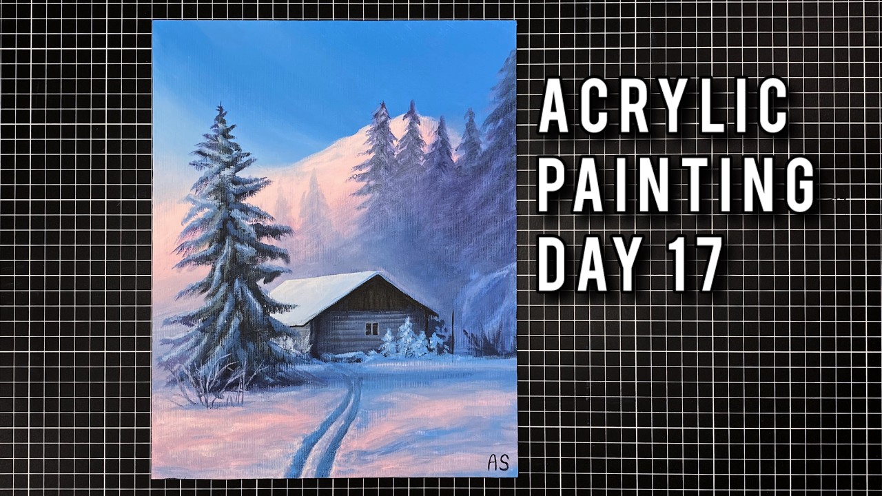 “Winter landscape” | Acrylic painting | Day 17