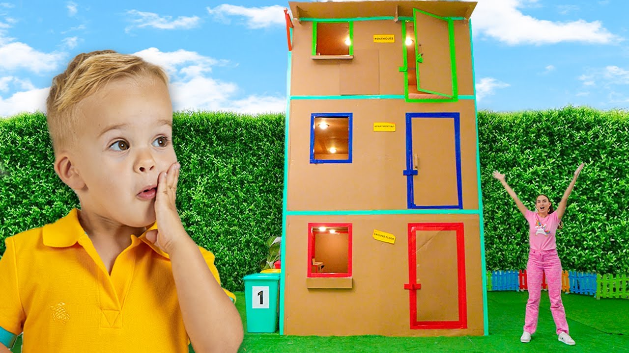 Casa gigante di cartone - Divertenti avventure per bambini!