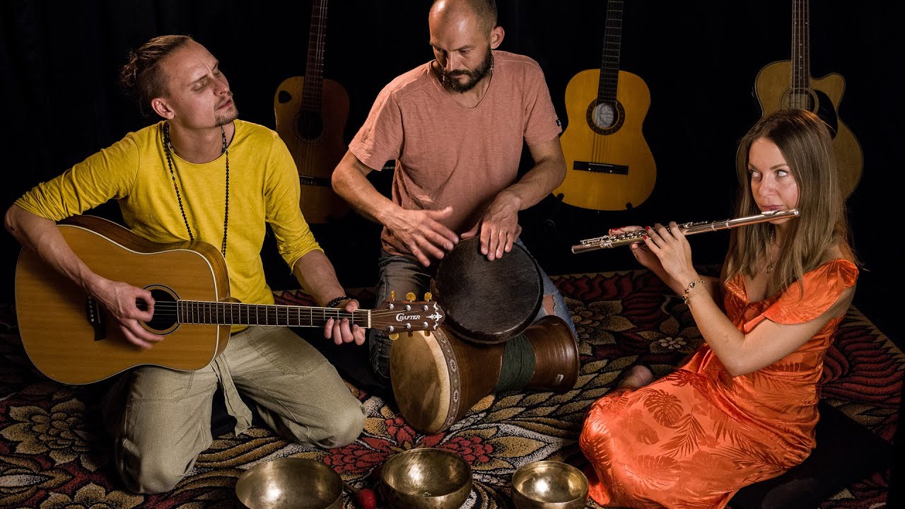 RM-7 DIY Ribbon Mics - Blumlein pair on Acoustic Mantra Band of Guitar, Flute and Percussion