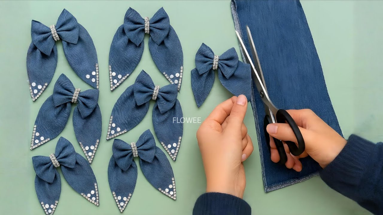 DIY Denim Bow 🎀 How to Make a Stylish Bow from Old Jeans | Easy Tutorial