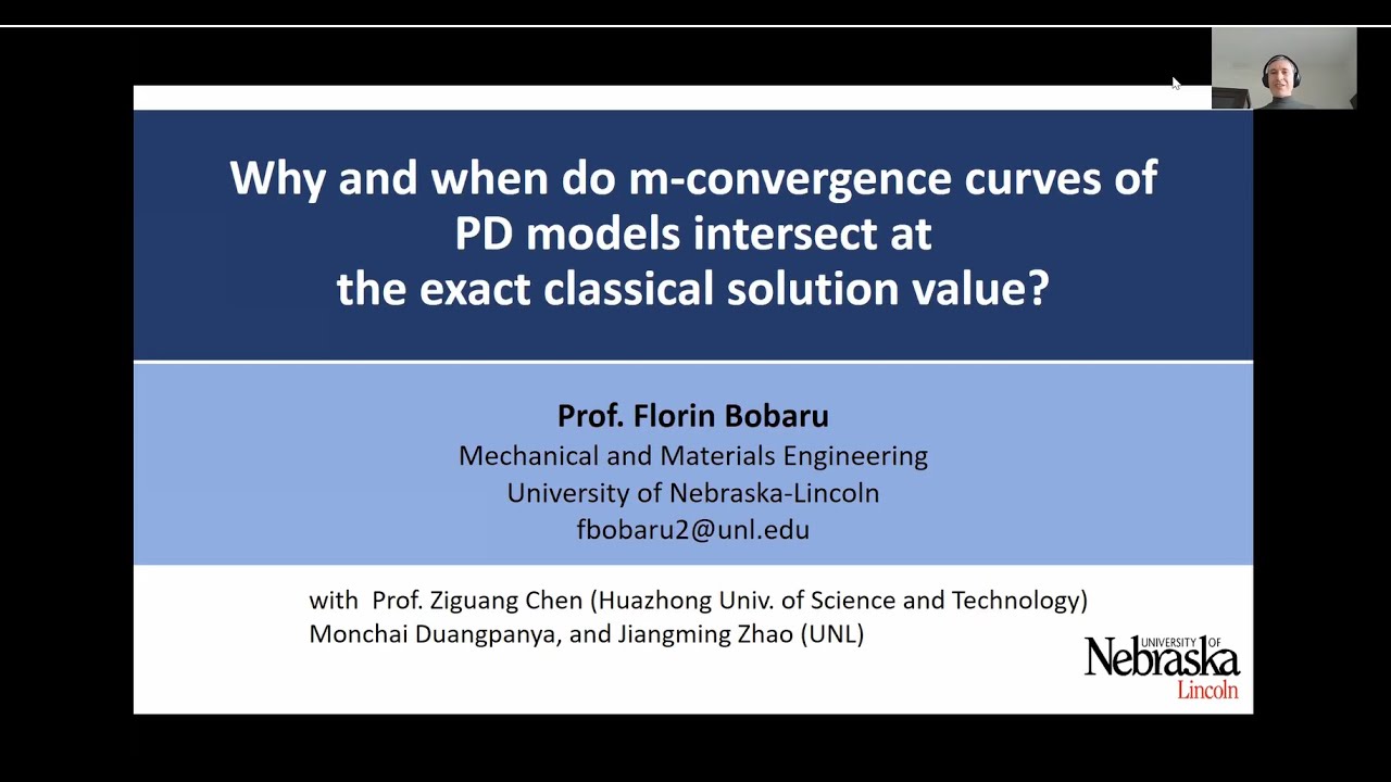 M-convergence curves of peridynamic model intersect at classical solution value, Prof. Florin Bobaru