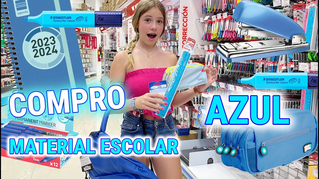 COMPRANDO MATERIAL ESCOLAR DE UN SOLO COLOR AZUL! HAUL MATERIAL ESCOLAR AZUL DANIELA GO