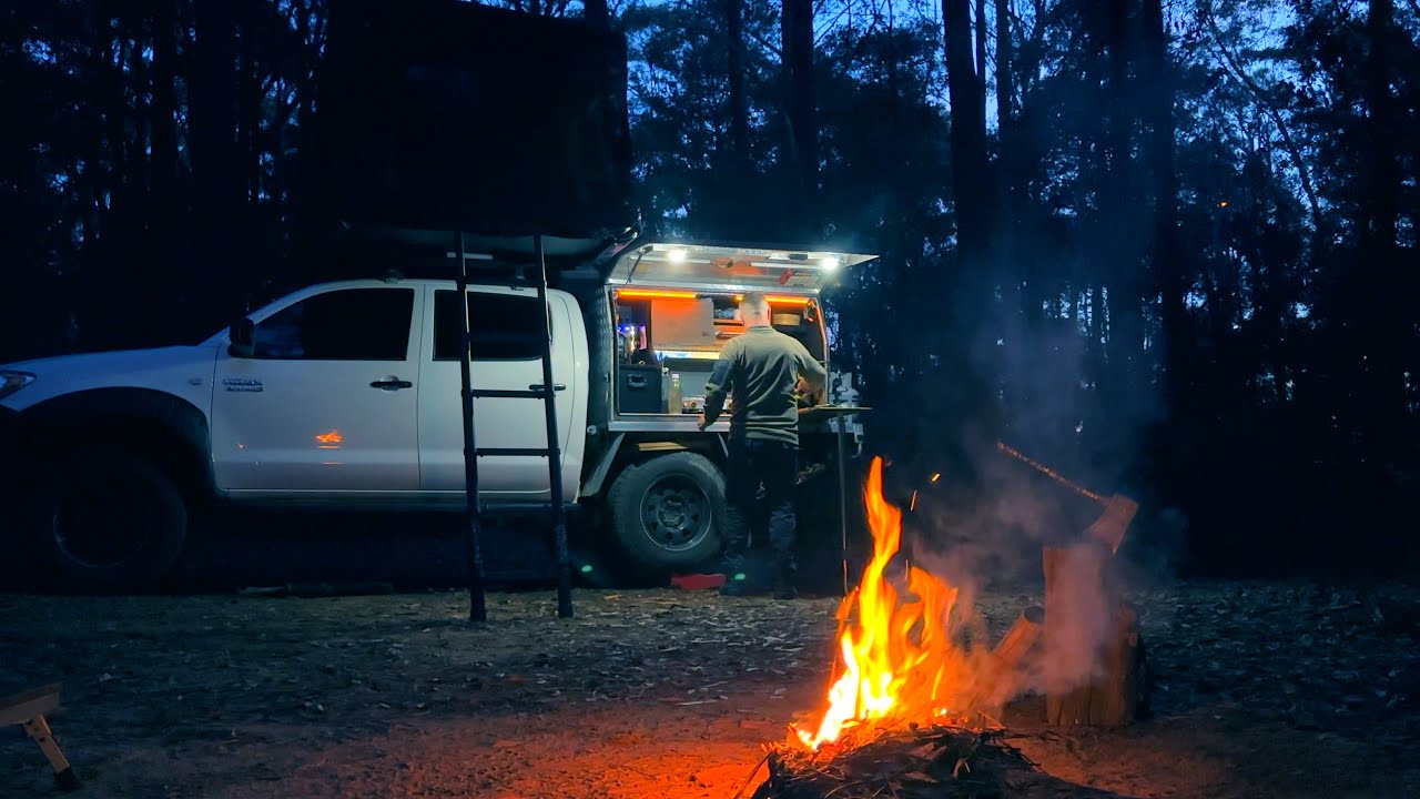 Solo Camping & Campfire Cooking 'Shrimp on the barbie' ASMR