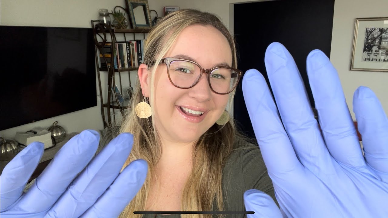 ASMR - Glove Triggers (glove sounds, finger fluttering, face exam, etc!)