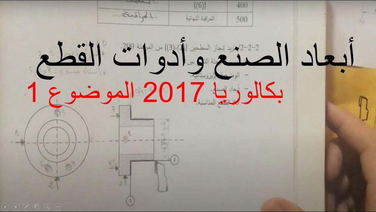 أبعاد الصنع وأدوات القطع بكالوريا 2017