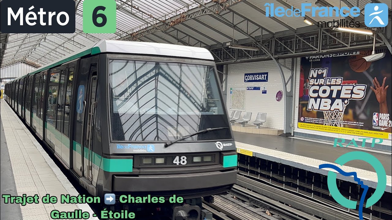🚈Métro 6 (RATP) : Trajet à bord d’un MP89CC N°48. (Toute la ligne en trajet complet) #ratp