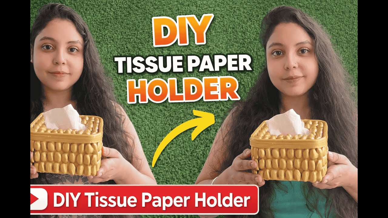DIY Tissue Paper Holder | Paper Napkin Holder | Waste Crafts | Pista Shell Craft #DIYRecycledCrafts