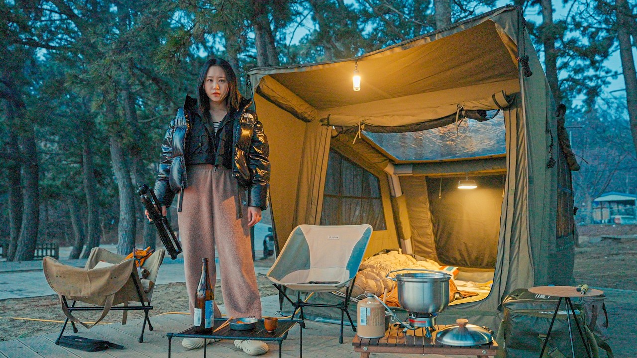 해변 바로 앞, 미니멀 에어텐트 솔로캠핑 | 매운 등갈비찜에 달큰한 사케 한 잔 | 태안 꾸지나무골캠핑장