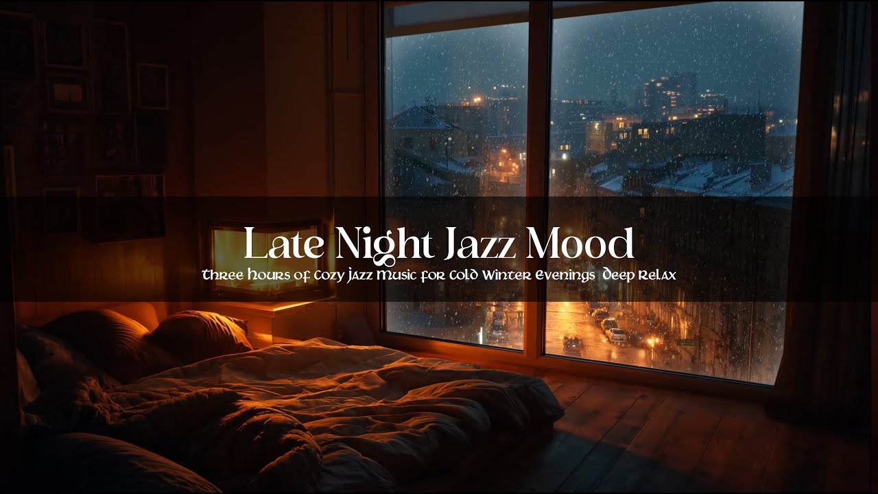Relaxing Jazz ❄️ POV Warm Room | Snowy Night Outside the Window