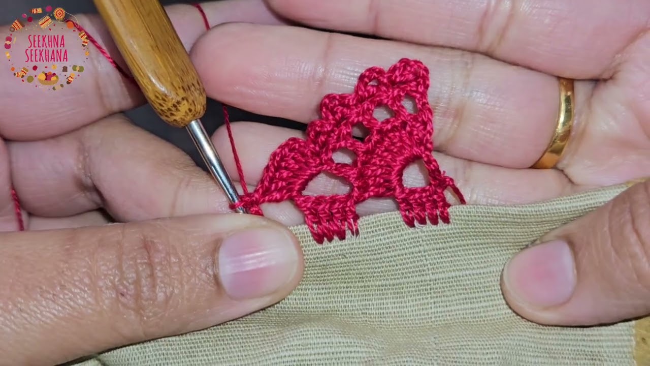Very and simple crochet lace Border design for beginners/Urdu crosia lace design/Crochet dupatta