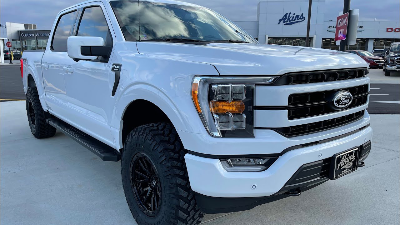 2021 Ford F150 Lariat Sport Covert Edition Leveled on 34s Oxford White Review