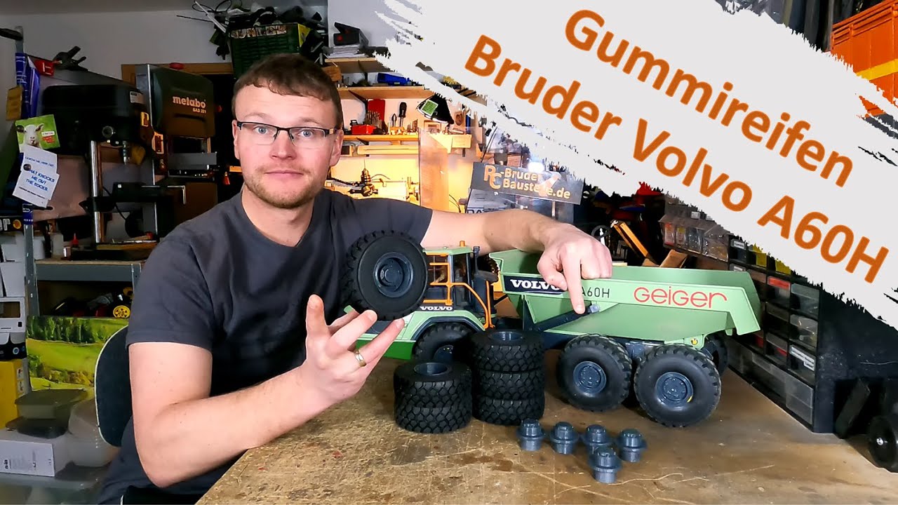 RC Bruder Umbau Gummireifen + zweiteilige Felge Bruder Volvo A60H Dumper (02455) Geiger Edition