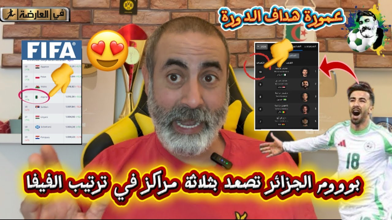 بوووم الجزائر تصعد بثلاثة مراكز في تصنيف الفيفا و عمورة هداف الدورة 😍