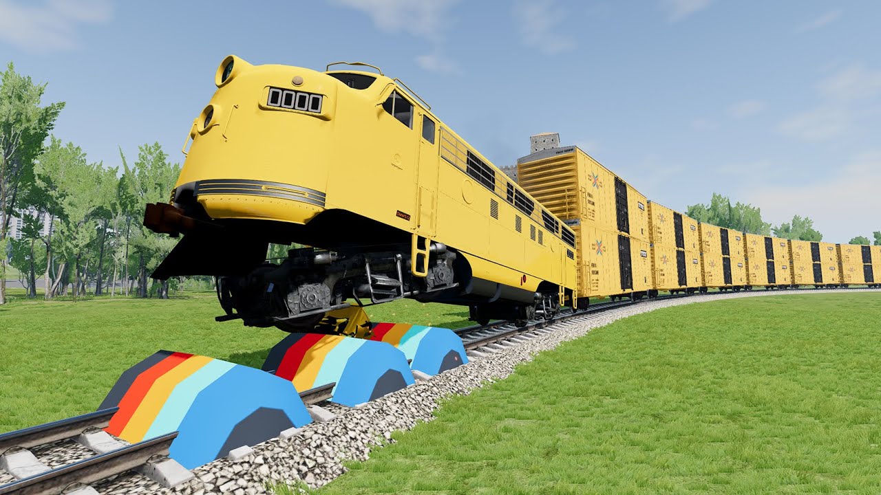 Trains Vs Speed Bumps #26 - Beamng.Drive