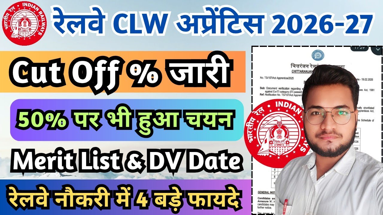 CLW Railway Apprentice Cut Off Out, CLW ITI Apprentice Merit List 2026, Railway ITI Apprentice 2026