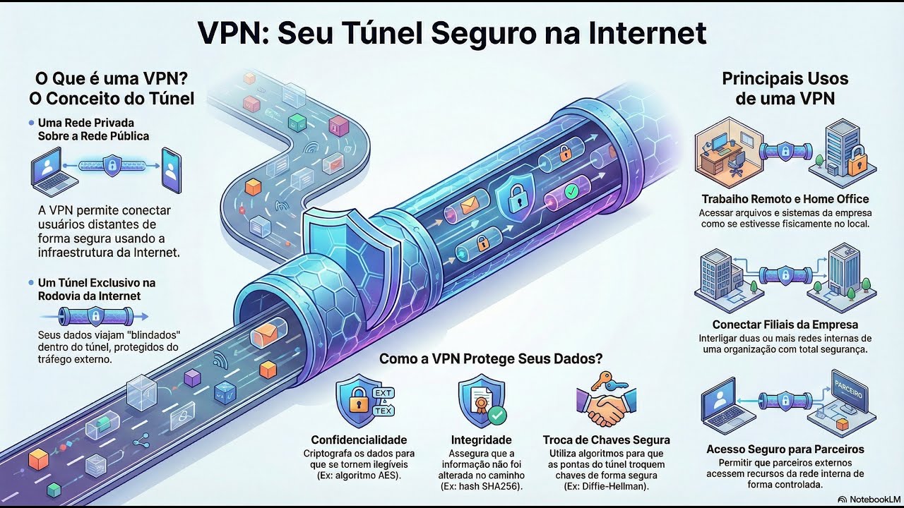 VPN, DICA DE ESTUDO: O QUE É UMA VPN E COMO ELA CRIA UM TÚNEL SEGURO! #vpn #redes #internet