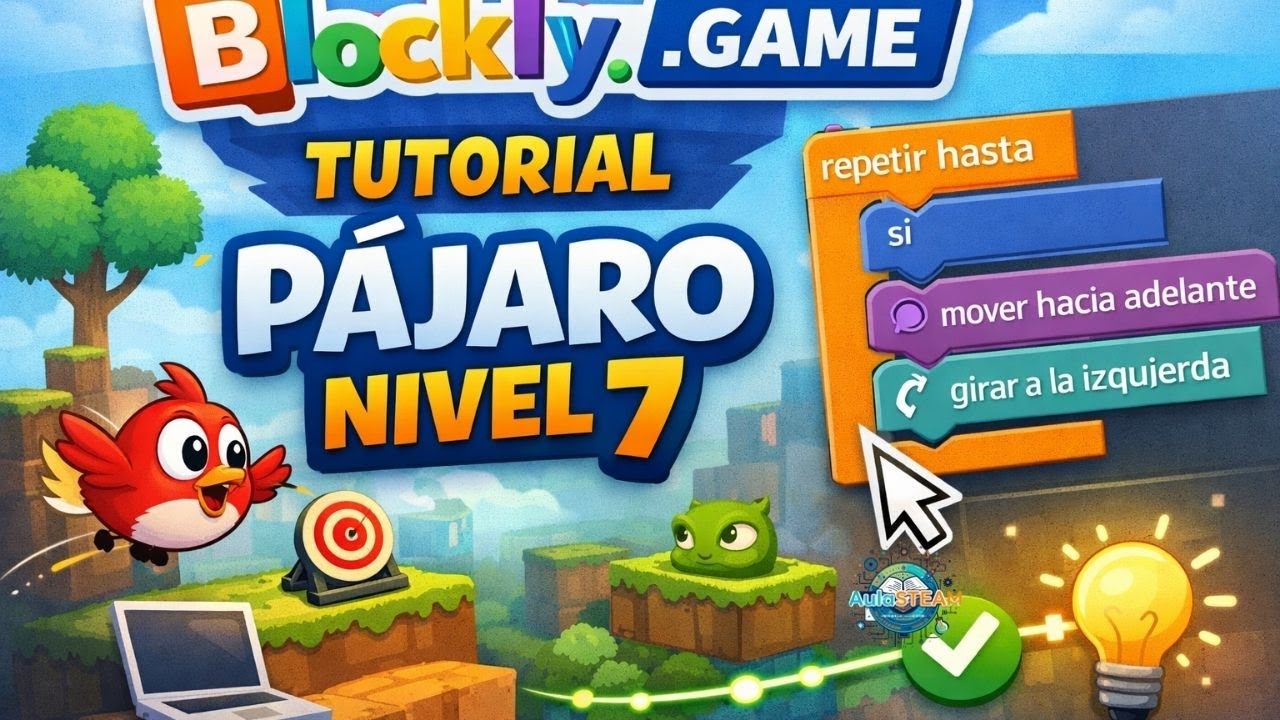 🐦 Blockly Game | Pájaro Nivel 7 en minutos 🚀🧩Programación para niños
