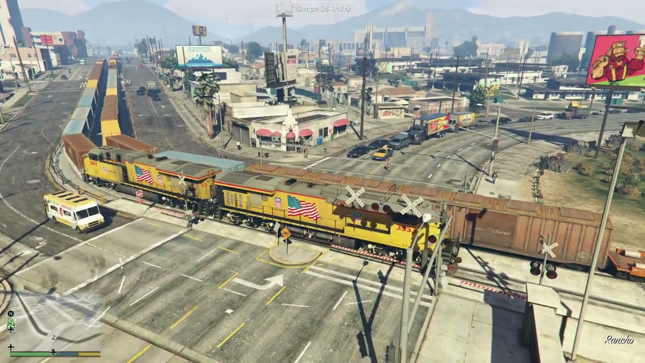 Union Pacific Freight - ES44 locomotive Ft. 2 Trains 2 Tracks! Grand Theft Auto V - Part 1