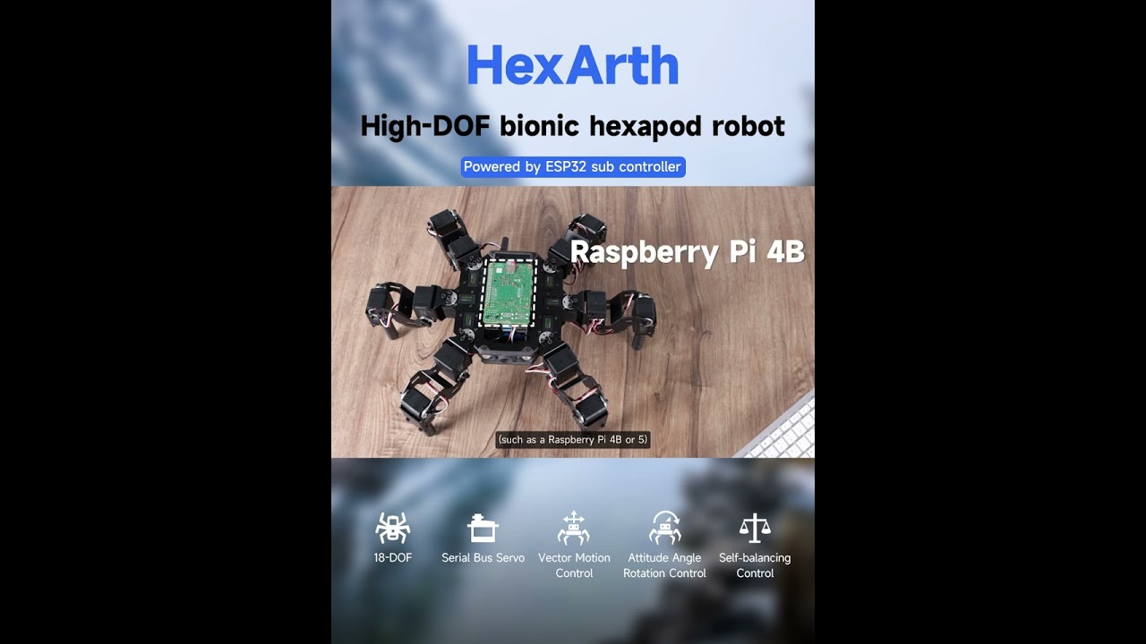 Waveshare HexArth,Advanced Self-Balancing Posture Control,Shared Computing Architecture#waveshare