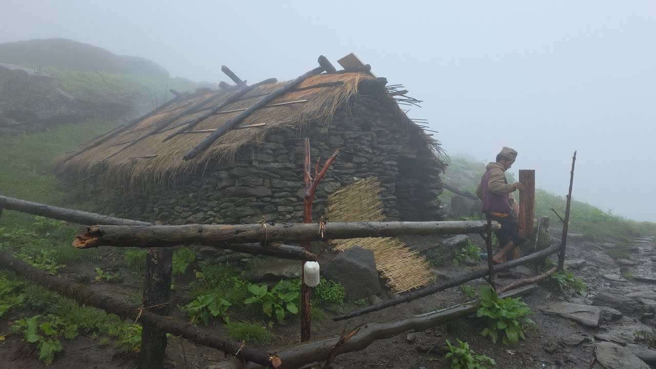 This is Himalayan village Life During Heavy Rainy | Most Peaceful & Relaxing Mountain Village Life |