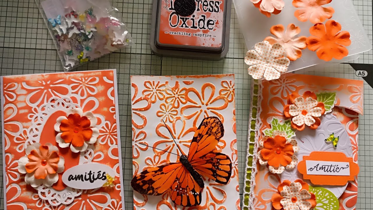 2 CARTES AVEC EMBOSSAGE À FROID COLORISÉ