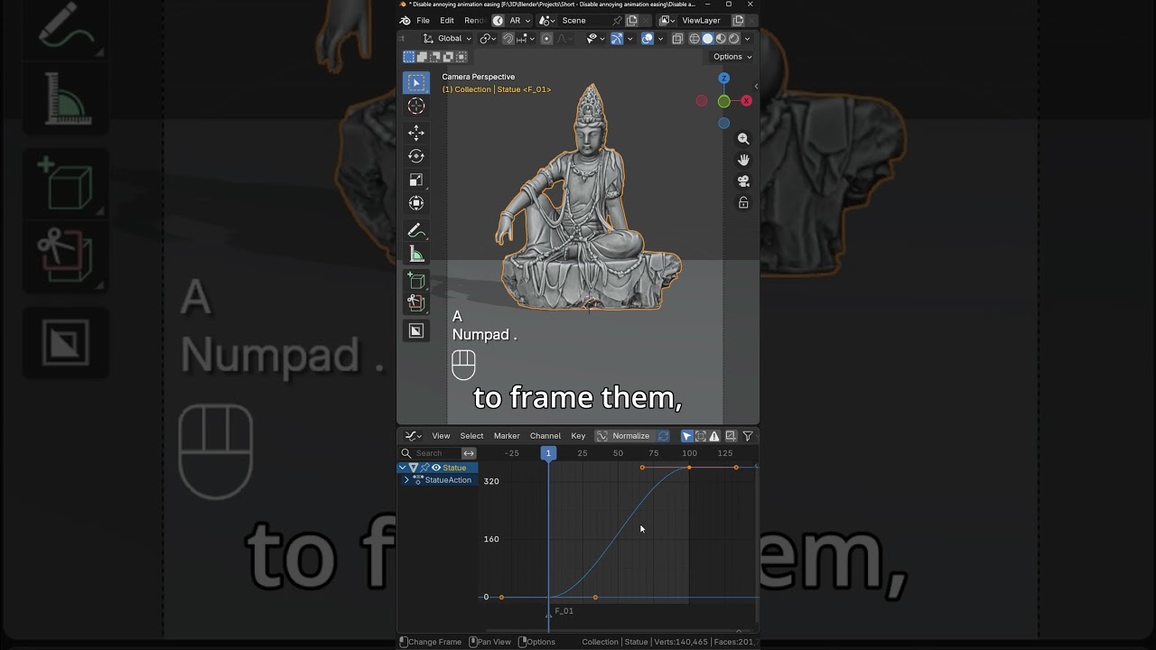 Disable annoying animation easing in Blender