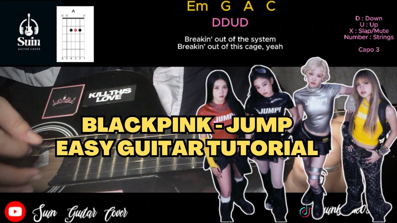 BLACKPINK - 뛰어 (JUMP) EASY Guitar Tutorial | Suin