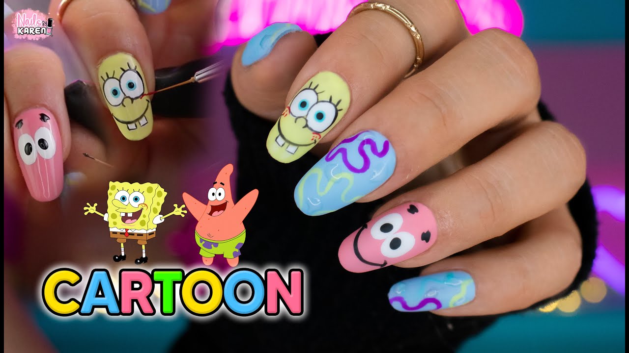 Nail Art CARTOON PASO a PASO *Bos esponja |NailsByKaren
