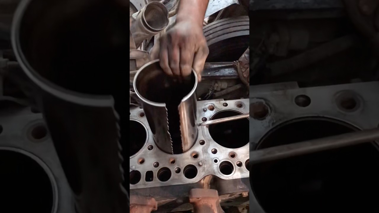 Engine block sleeve removing _Liner removal Dry liner #shortsfeed #mechanic #automobile #shorts