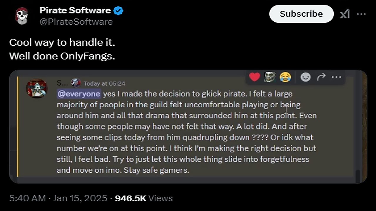 Исключение из гильдии PirateSoftware было неизбежным