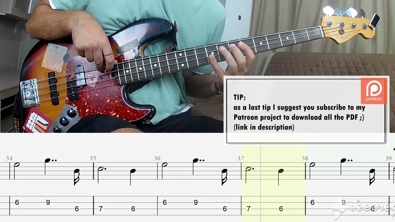 Sting - Mad About You BASS COVER + PLAY ALONG TAB + SCORE PDF