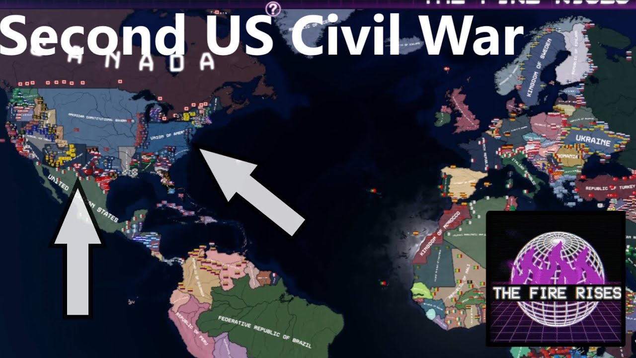 Second US Civil War! Fire Rises Hoi4 Timelapse(2020-2030)