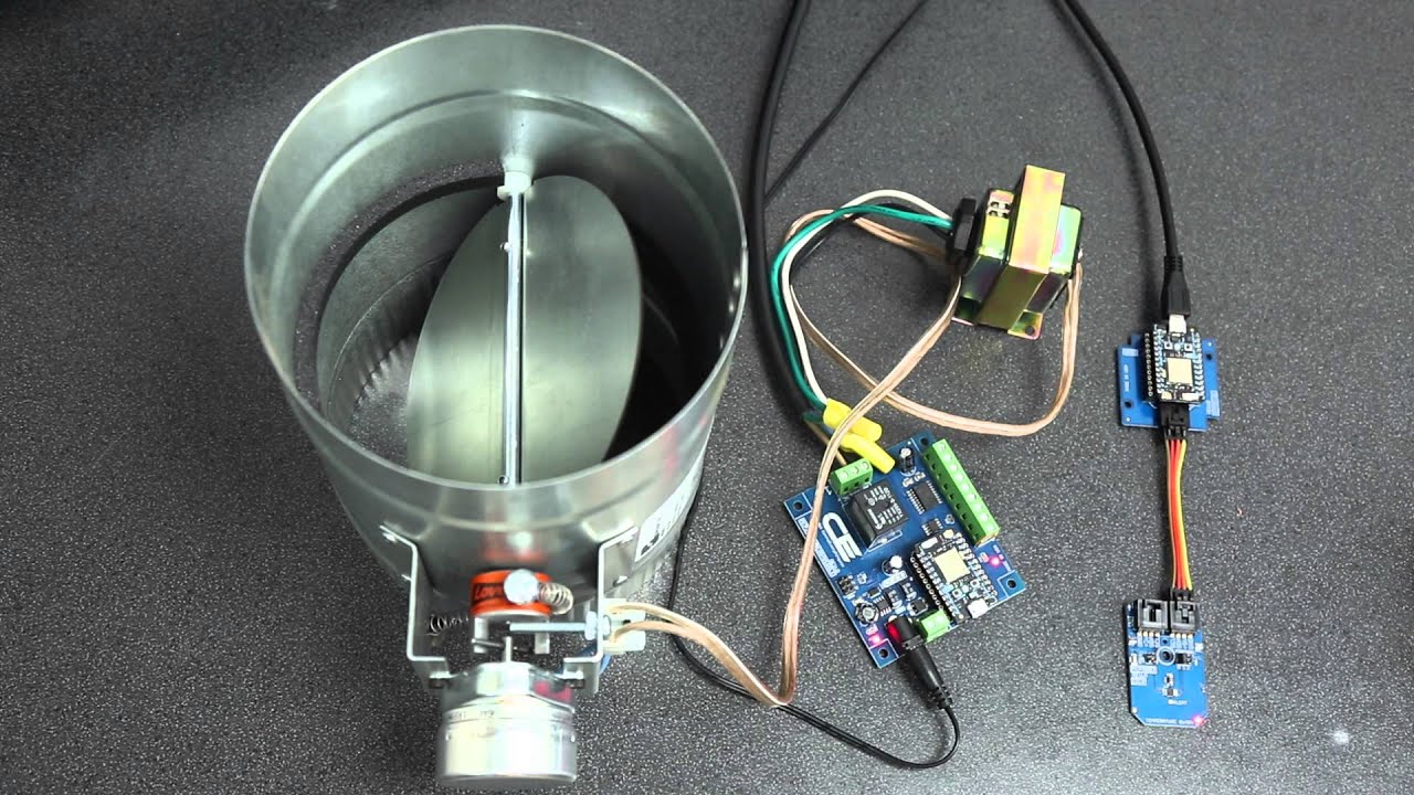Thermostat Controlled Duct Damper with Particle Photon