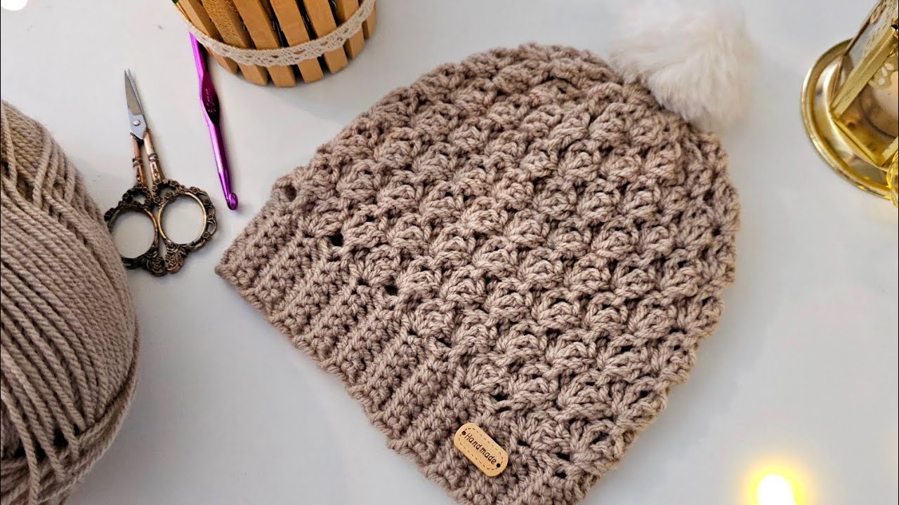 كروشي باليد اليسرى / كروشيه طاقية تصلح للرجال والنساء / Crochet para Zurdos  (Left Hand) Crochet Hat