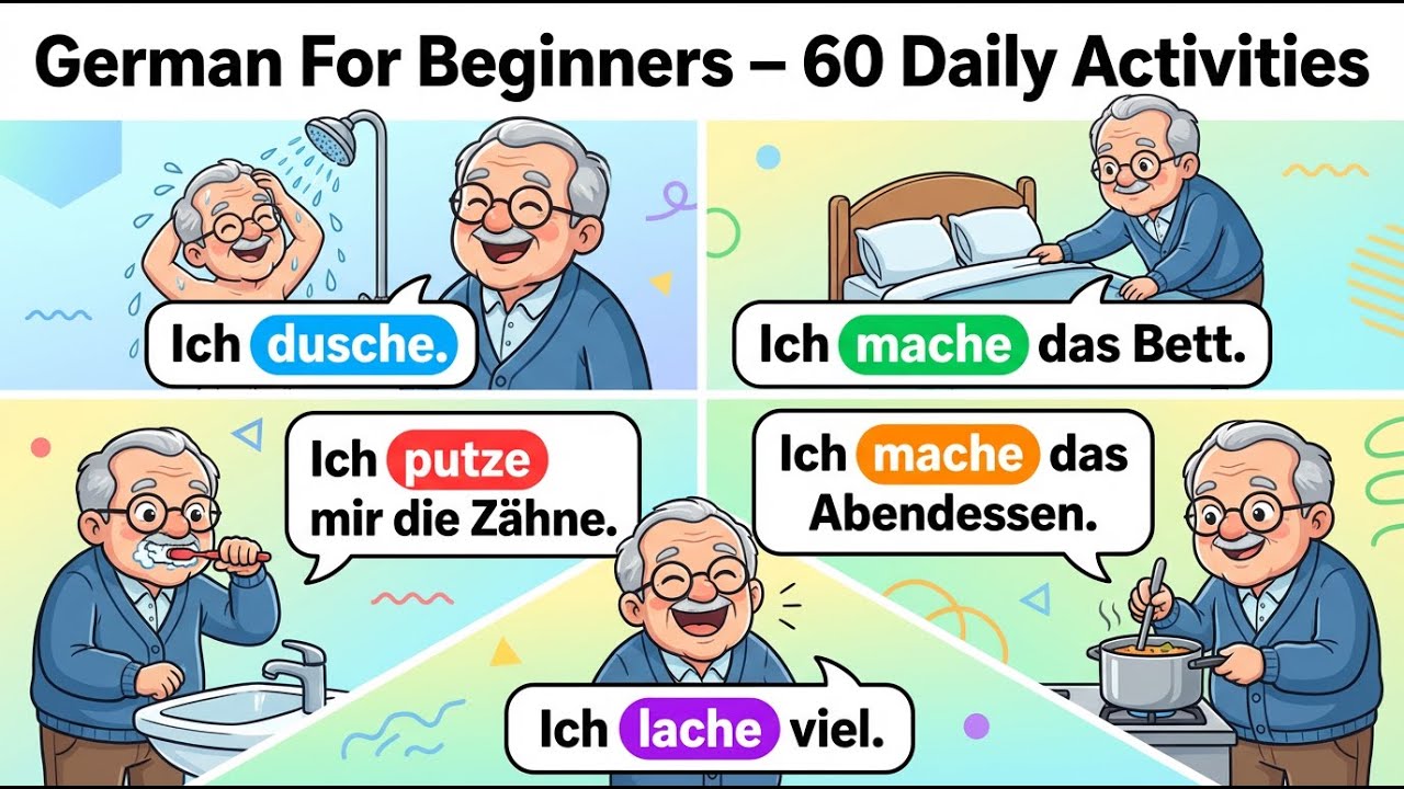 Learn German For Beginners 🇩🇪 | 60 Important Sentences - Daily Activities 🏠✨