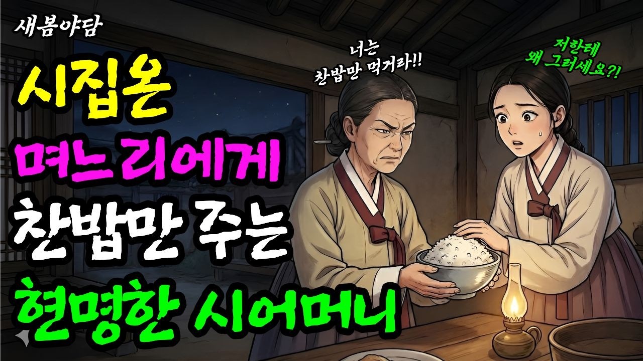 새로 시집온 며느리에게 찬맙만 주는 현명한 시어머니 ㅣ 야담·민담·전설·설화·옛날이야기