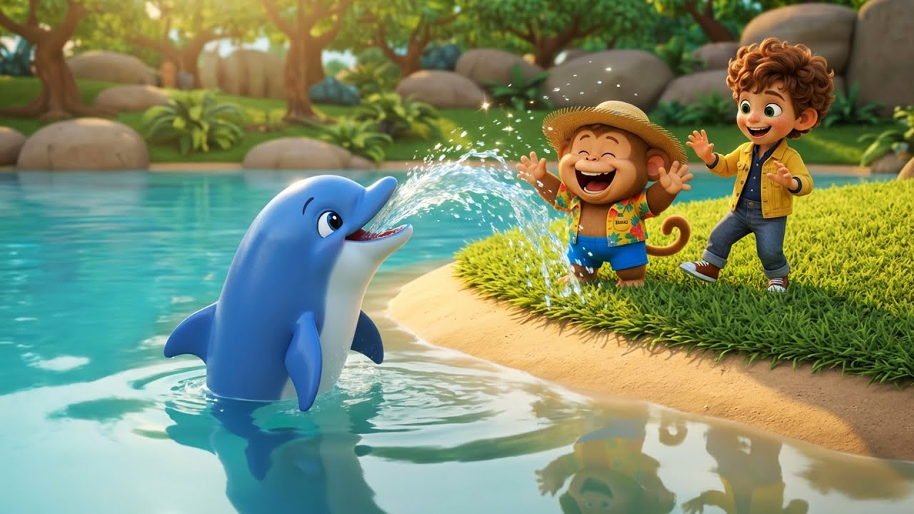 Kids Story | Monkey Funny Saves a Kitten & Makes a Dolphin Friend | Kids Animation