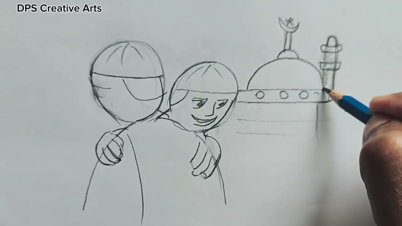 Easy Eid Drawing | Beautiful Eid Mubarak Art 🌙