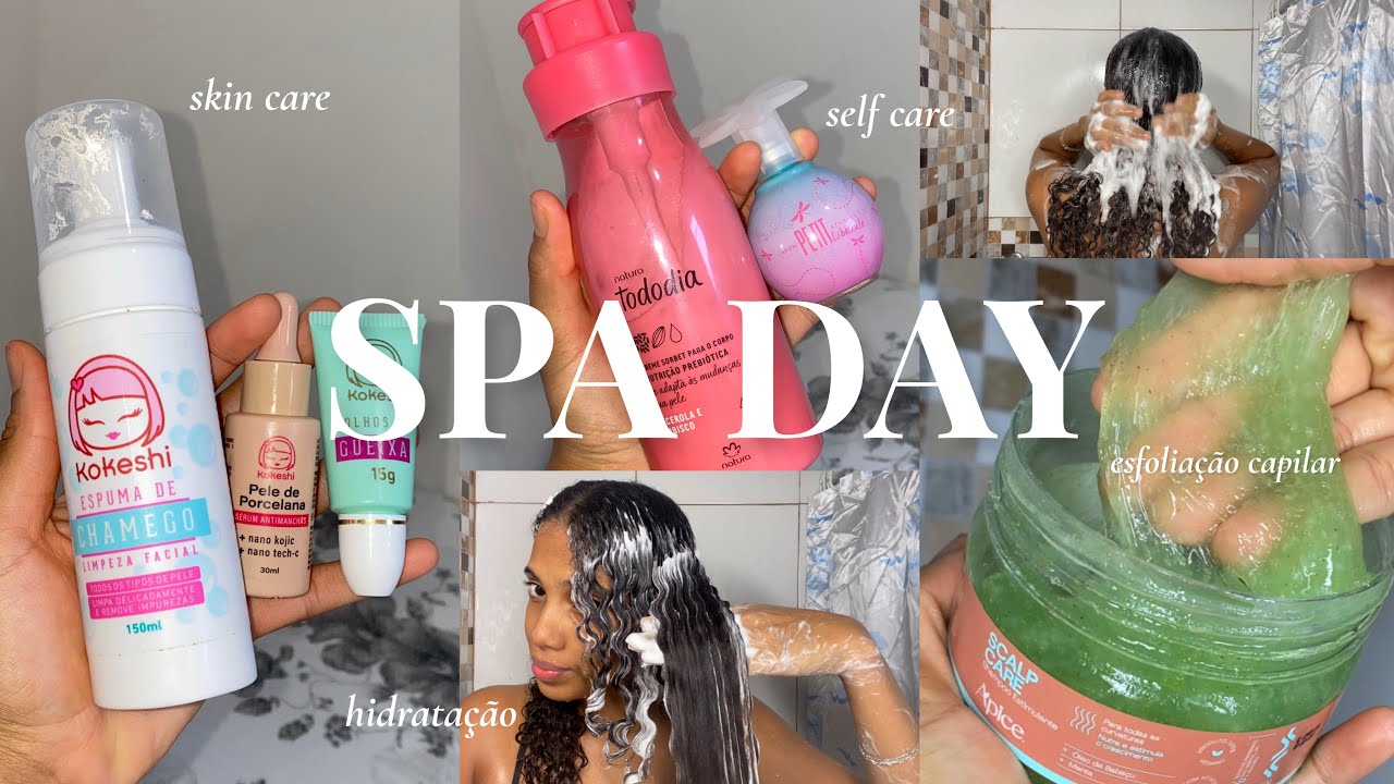 Spa day em casa 🚿💗 cabelo, banho premium, skincare 🫧