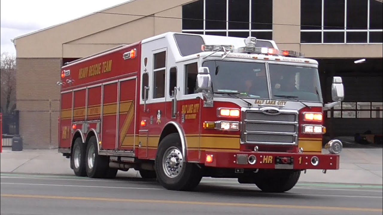 Salt Lake City Fire Heavy Rescue 1 & Engine 1 Responding