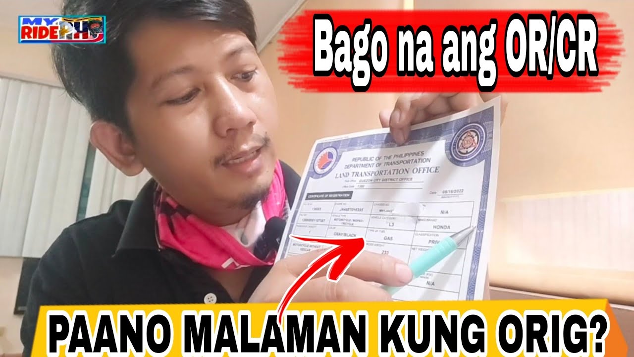 PANU MALAMAN KUNG ORIG ANG BAGONG CERTIFICATE OF REGISTRATION