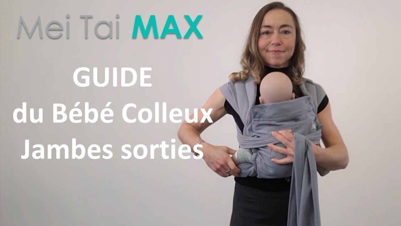 Porte-bébé Mei Tai MAX - Chimparoo. Bébé en portage sur le ventre, pieds sortis et support de tête
