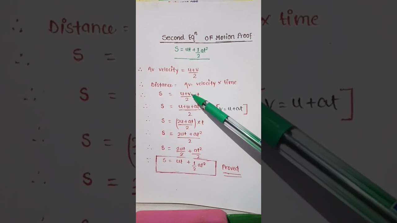 Proof of second equation of motion S=ut+1/2at&sup2;